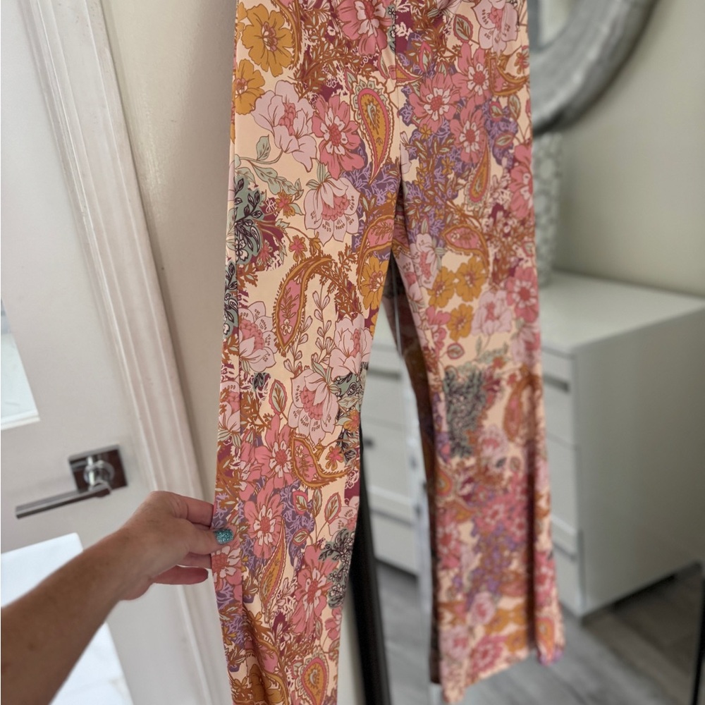 Beach Riot Floral Paisley Boot Cut Pants in Pink & Mustard